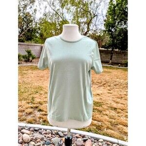 LL Bean Traveller Sea Green Women's Small  S/S Crew  Shirt Cotton/Poly Top EUC